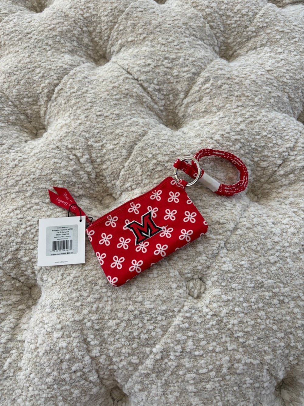 Vera Bradley Red Floral ID Wristlet Keychain